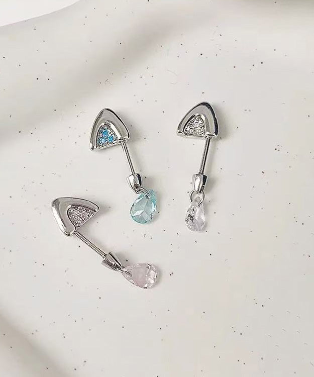 Zircon Titanium Steel Stud Earrings