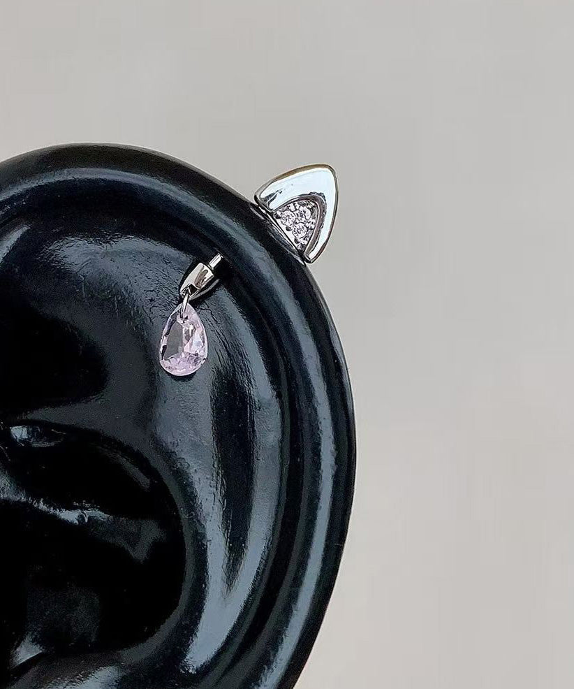 Zircon Titanium Steel Stud Earrings