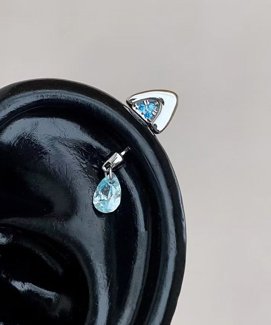 Zircon Titanium Steel Stud Earrings