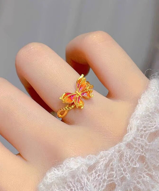 Classy Gold Ancient Gold Burnt Blue Butterfly Rings Gh1041