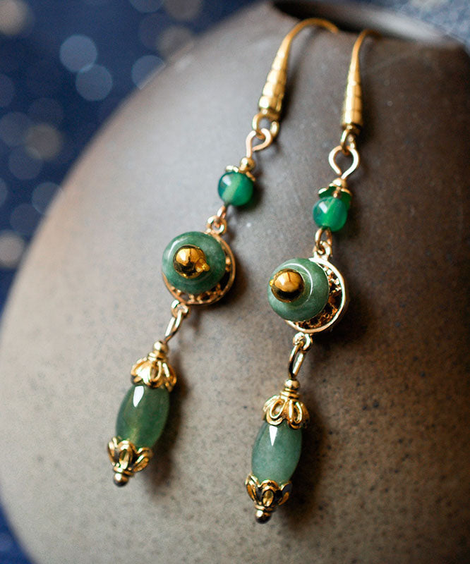 Classy Green Jadeite Jade Drop Earrings Tw1027