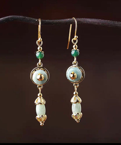 Classy Green Jadeite Jade Drop Earrings Tw1027