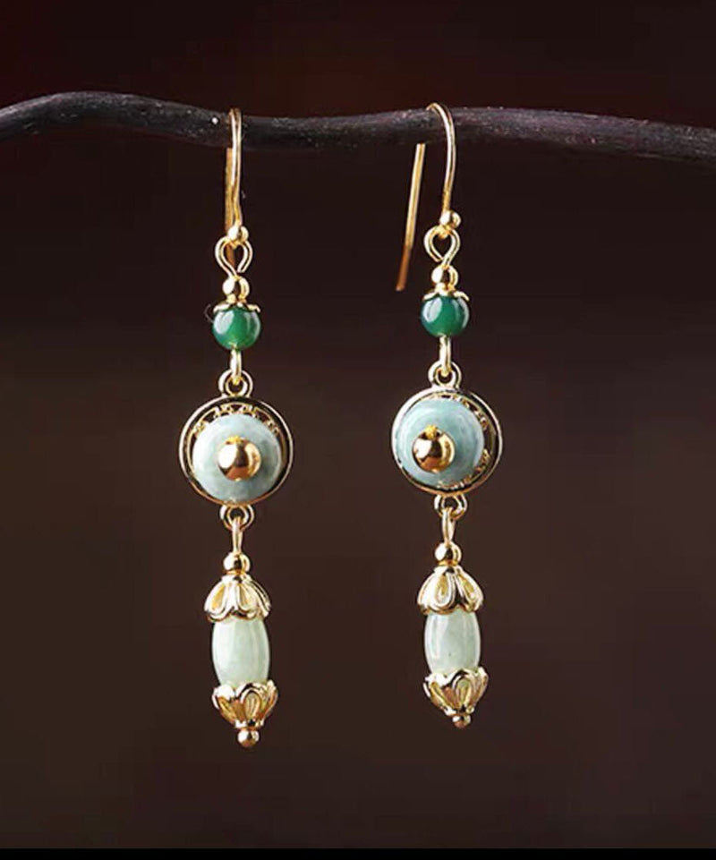 Classy Green Jadeite Jade Drop Earrings Tw1027