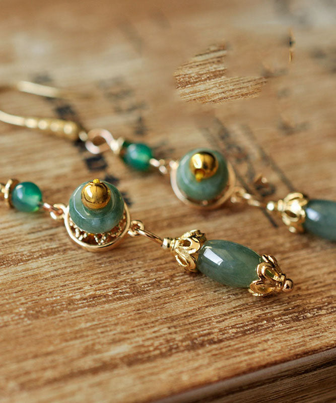 Classy Green Jadeite Jade Drop Earrings Tw1027