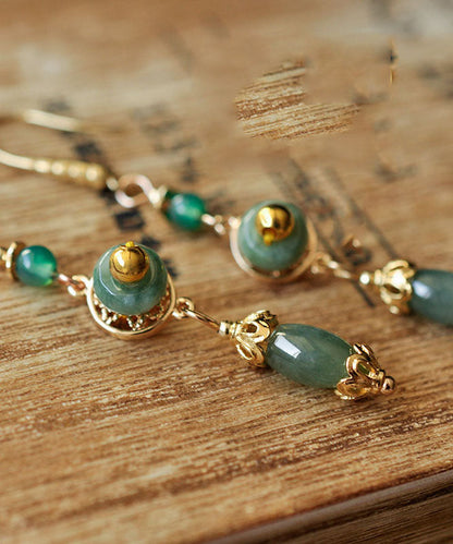 Classy Green Jadeite Jade Drop Earrings Tw1027