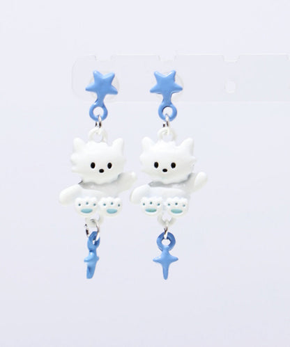 Colorblock Alloy Drip Glaze Cat Drop Earrings