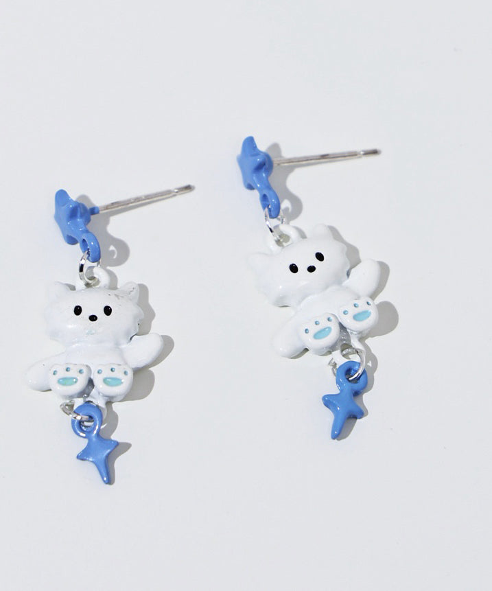 Colorblock Alloy Drip Glaze Cat Drop Earrings