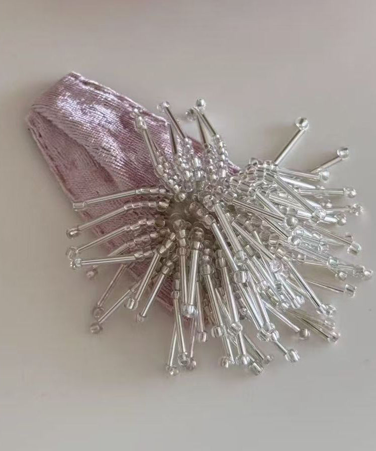 Pink Cloth Alloy Beading Fireworks Single Hairpin
