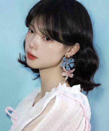 Diy Colorblock Alloy Resin Iris Drop Earrings