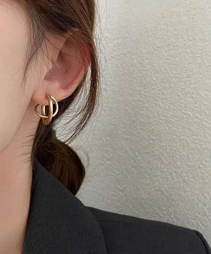 Diy Gold Superimposed Ring Cold Style Earrings