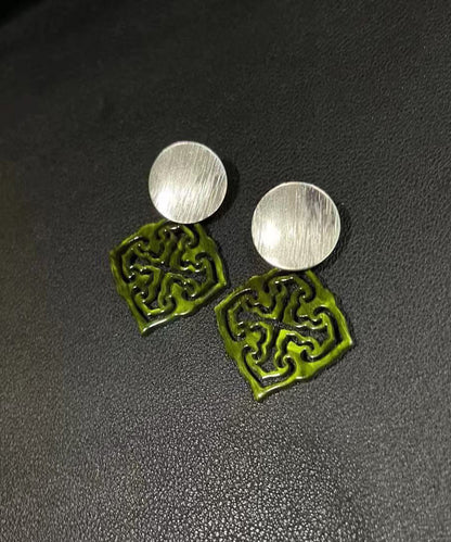 Diy Green Copper Green Agate Stud Earrings