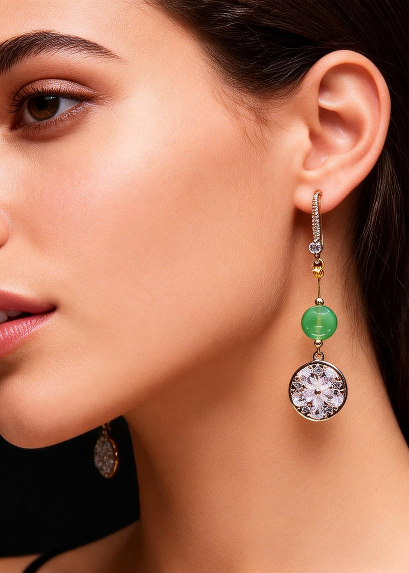Diy Light Purple Zircon Classy Jade Drop Earrings
