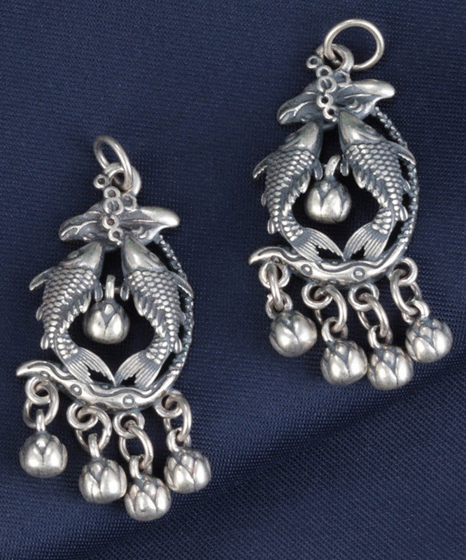 Diy Silk Sterling Silver Pisces Tassel Drop Earrings