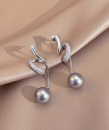 Diy Silk Sterling Silver Zircon Tassel Drop Earrings