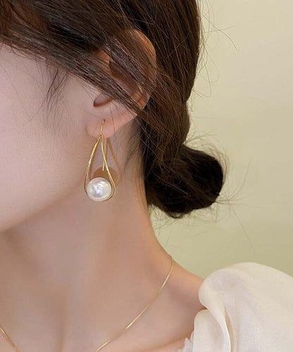 Copper Overgild Pearl Drop Earrings