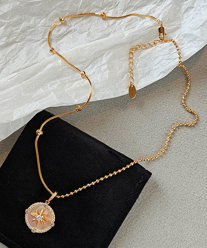 Gold Shell Adjustable Copper Pendant Necklace