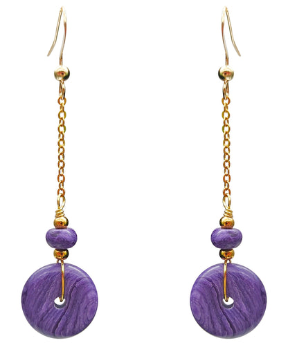 Purple 14k Gold Crystal Drop Earrings