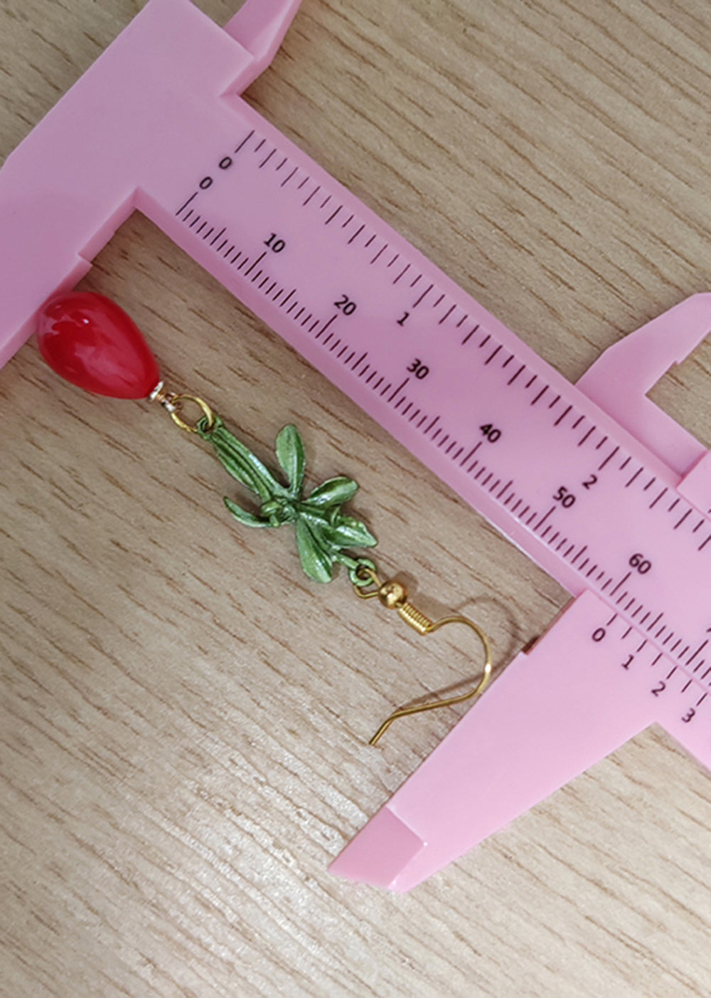 Red Droplet Shape Coral Drop Earrings