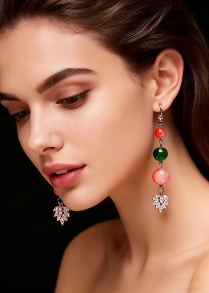 Turquoise Grape Shape Zircon Drop Earrings