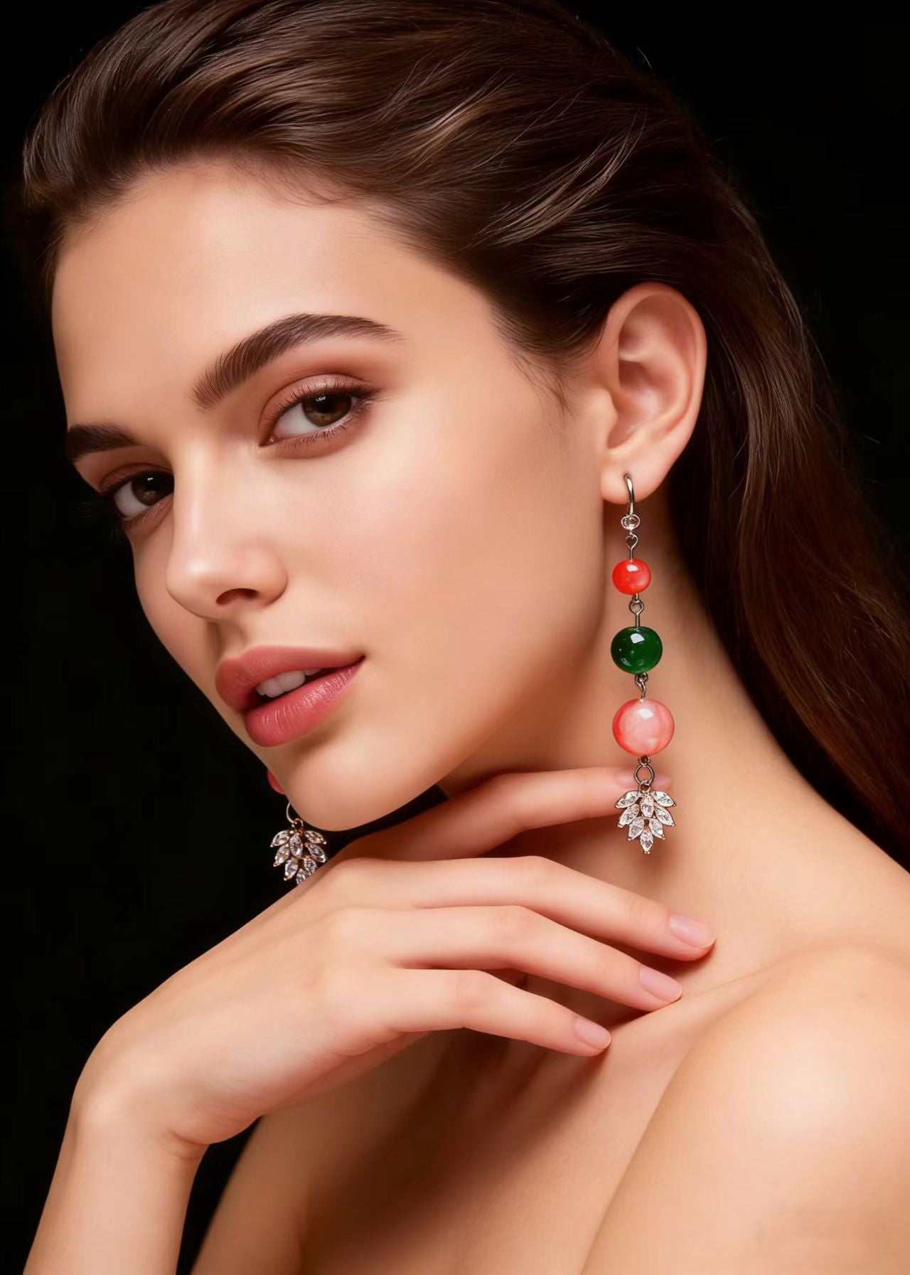 Turquoise Grape Shape Zircon Drop Earrings