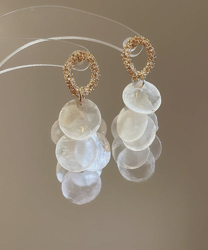 White Alloy Shell Tassel Drop Earrings
