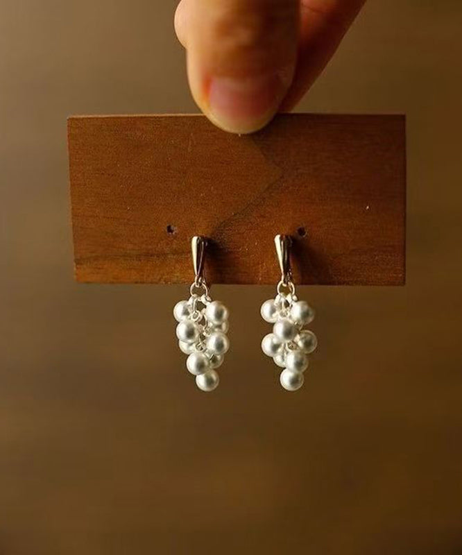 White Copper Alloy Pea Drop Earrings