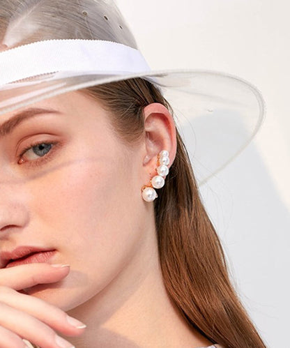 White Pearl Original Design Gold Plated Stud Earrings
