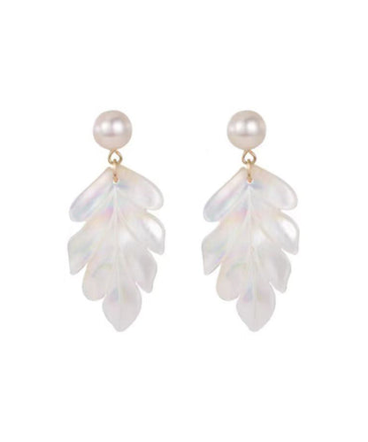 White Sterling Silver Alloy Pearl Shell Drop Earrings