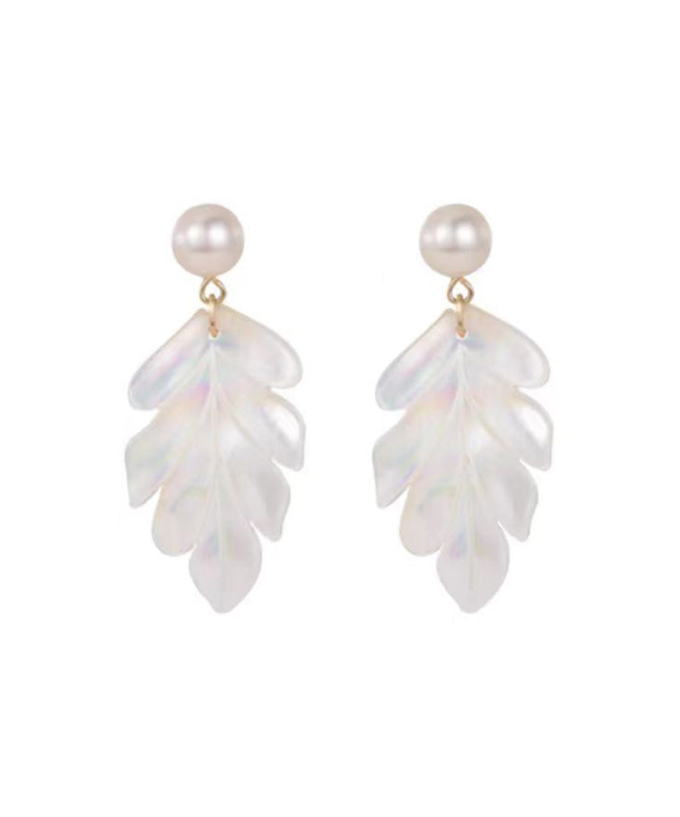 White Sterling Silver Alloy Pearl Shell Drop Earrings