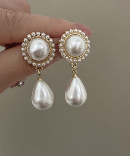 White Sterling Silver Alloy Water Drop Pearl Drop Earrings