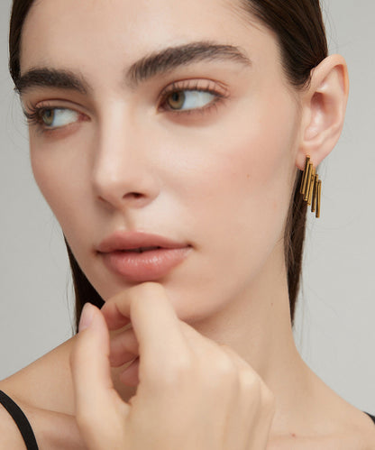 European and American Gold Titanium Steel Geometric Earrings