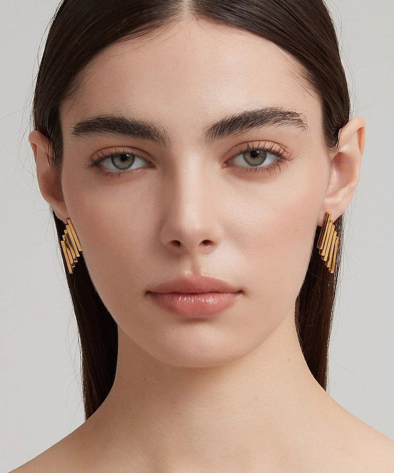 European and American Gold Titanium Steel Geometric Earrings