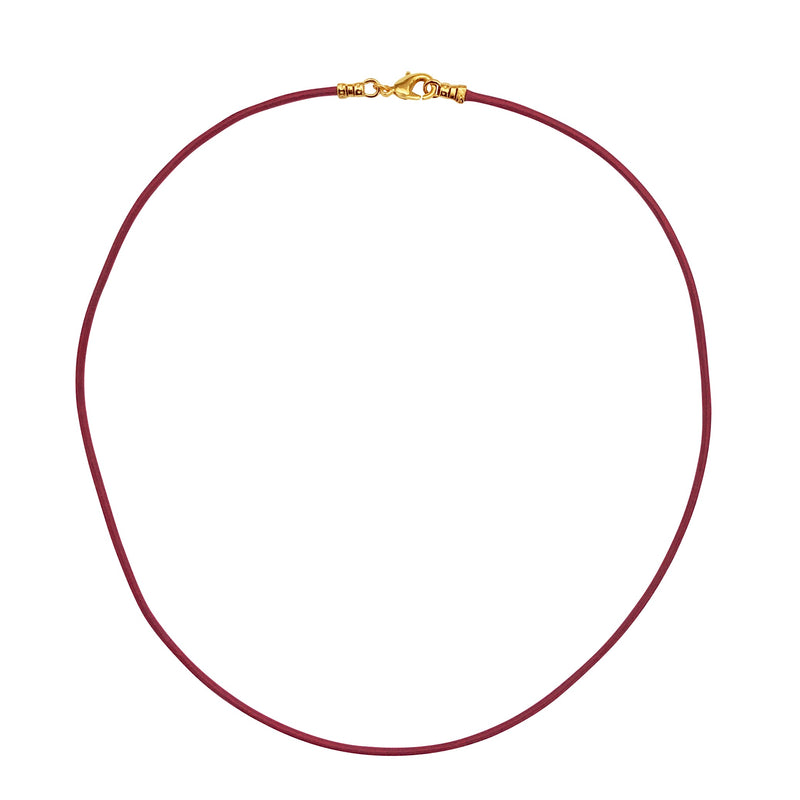 Gold Plated 1.8mm Fine Burgundy Red Leather Cord Necklace