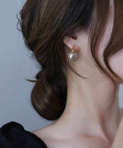 Gold Copper Overgild Pearl Stud Earrings