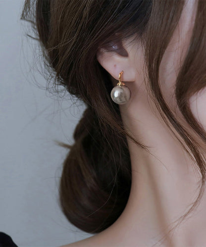 Gold Copper Overgild Pearl Stud Earrings
