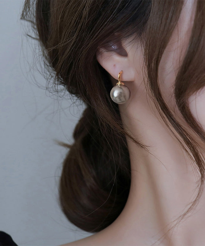 Gold Copper Overgild Pearl Stud Earrings