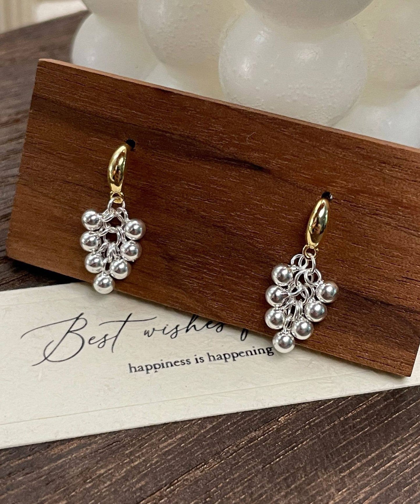 Gold Silver Grapes Streaming Earrings