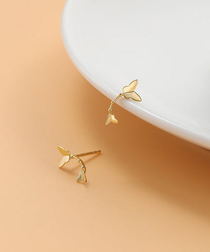 Gold Silver Overgild Butterfly Stud Earrings