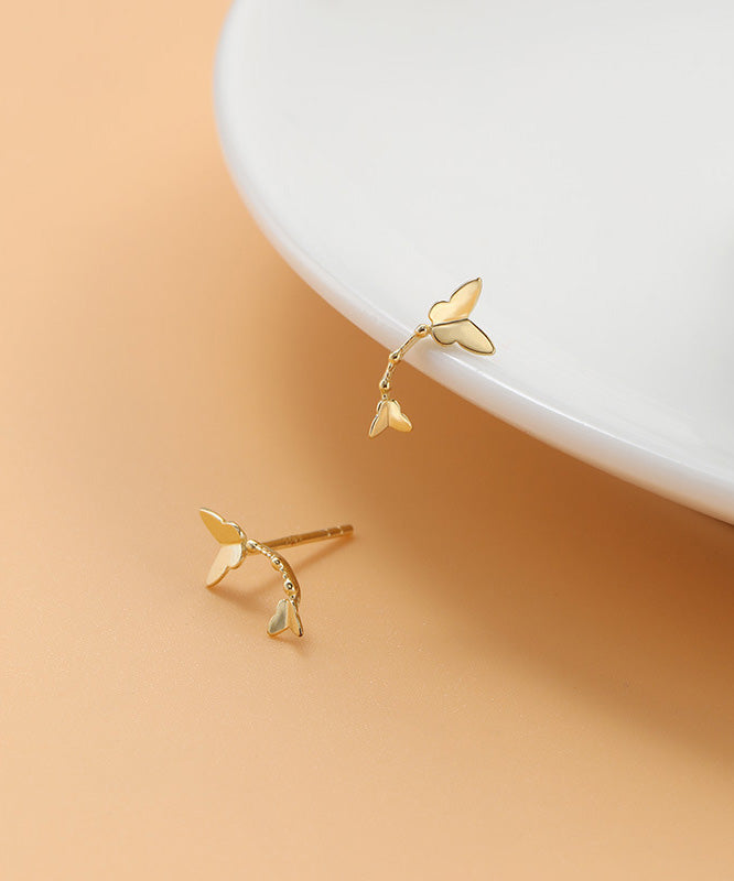 Gold Silver Overgild Butterfly Stud Earrings
