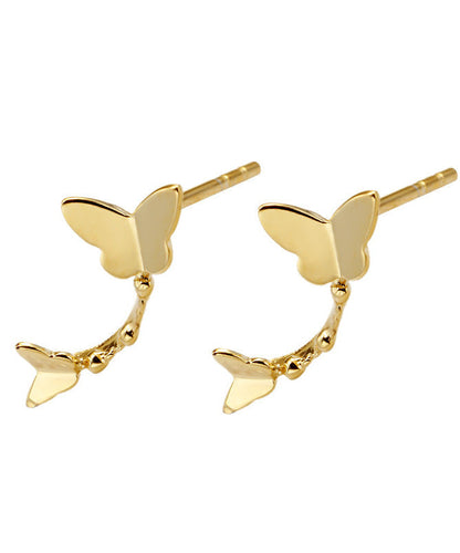Gold Silver Overgild Butterfly Stud Earrings