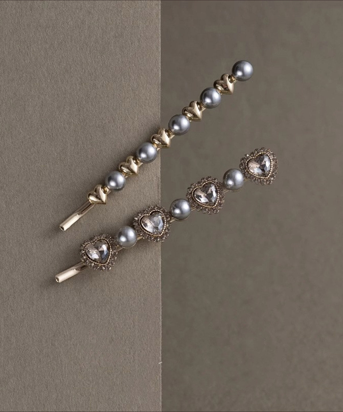 Grey Alloy Crystal Zircon Pearl a Pair Hairpin