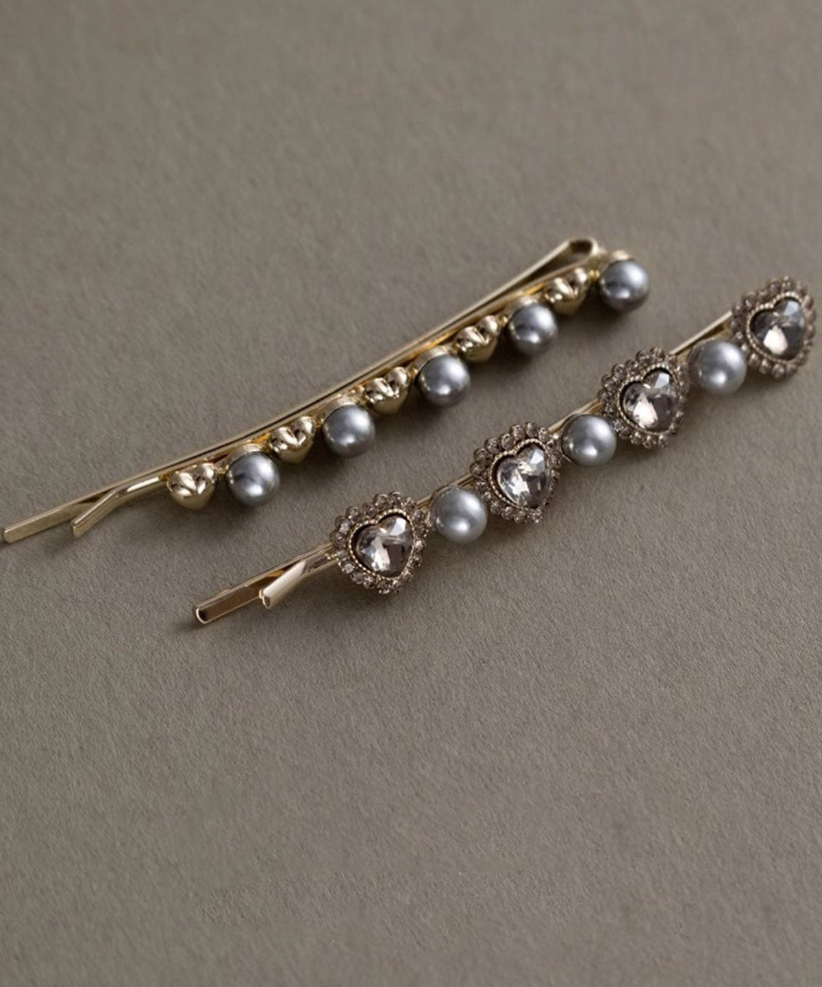 Grey Alloy Crystal Zircon Pearl a Pair Hairpin
