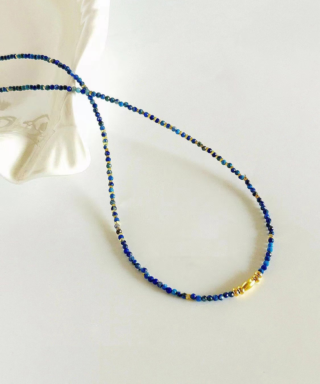 Klein Blue Sterling Silver Overgild Bluestone Beading Two Piece Set Pendant Necklace Po045
