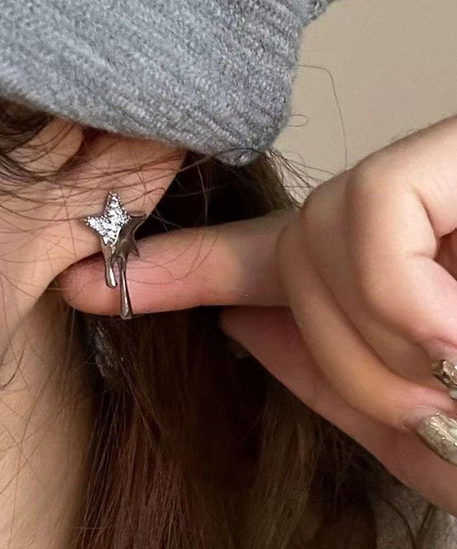 Lava Pentagram Zircon Metal Stud Earrings