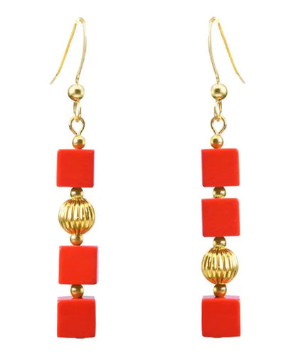 14k Gold Cinnabar Candy Drop Earrings
