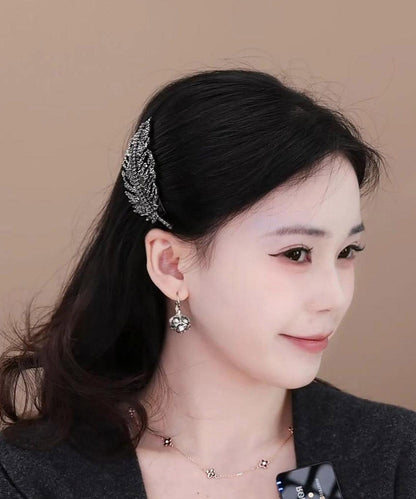 Fine Black Alloy Zircon Leaf Hairpin