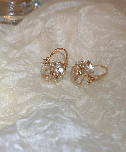 Fine Gold Alloy Acrylic Zircon Ball Stud Earrings
