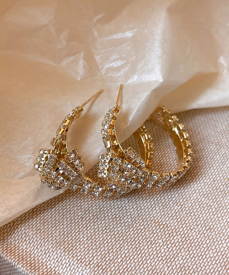 Fine Gold Copper Zircon Overgild Hoop Earrings
