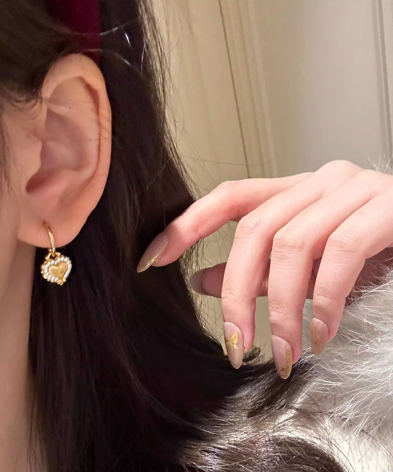 Fine Gold Sterling Silver Overgild Zircon Love Drop Earrings