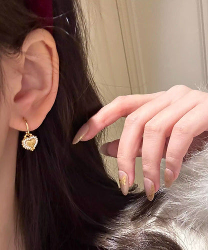 Fine Gold Sterling Silver Overgild Zircon Love Drop Earrings